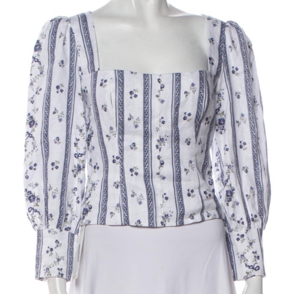 Reformation Stilton Linen Top in Roquefort size 8